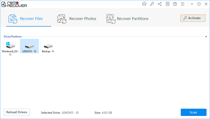 Recover Lost Document - Main Window
